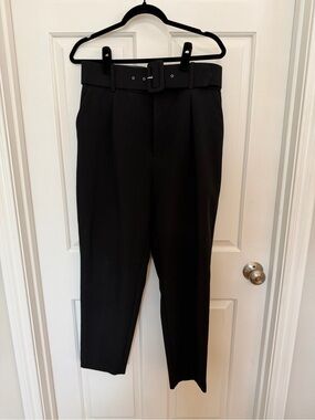 Zara Black High-Waist Tapered Dress Pants